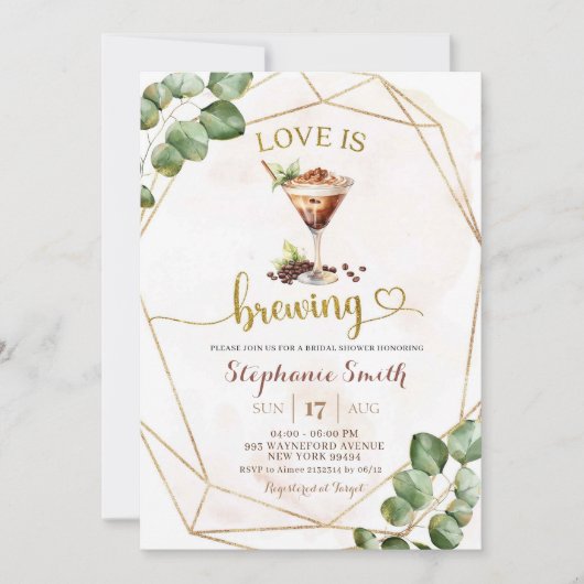 Espresso Martini Liefde is Vrijgezellenfeest brouw Kaart (Voorkant)