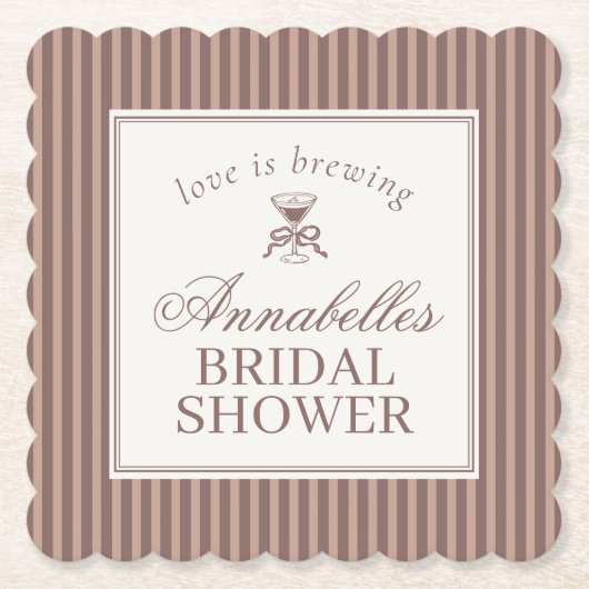 Espresso Martini Love Brewing Coffee Bridal Shower Kartonnen Onderzetters (Voorkant)