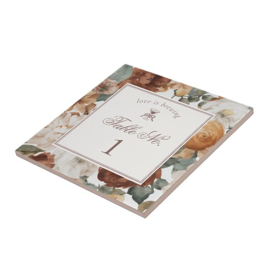 Espresso Martini Love Brewing Wedding Table Number Tegeltje (Zijkant)