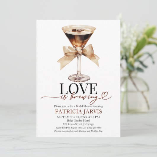 Espresso Martini Love brouwt Vrijgezellenfeest Kaart (Staand voorkant)