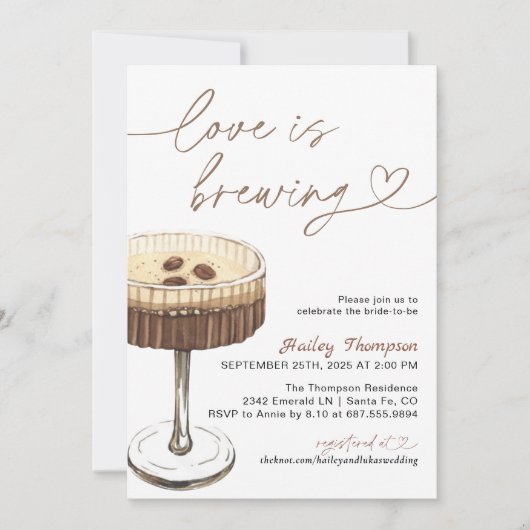 Espresso Martini Love brouwt Vrijgezellenfeest Kaart (Voorkant)