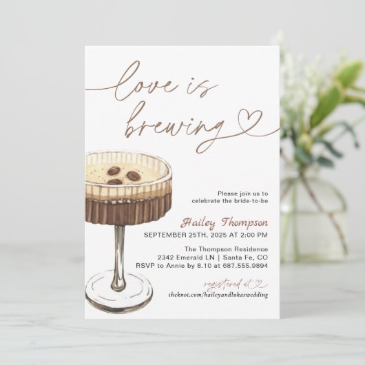 Espresso Martini Love brouwt Vrijgezellenfeest Kaart (Staand voorkant)