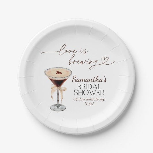 Espresso Martini Love brouwt Vrijgezellenfeest Papieren Bordje (Voorkant)