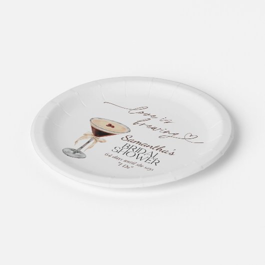 Espresso Martini Love brouwt Vrijgezellenfeest Papieren Bordje (Gekanteld)
