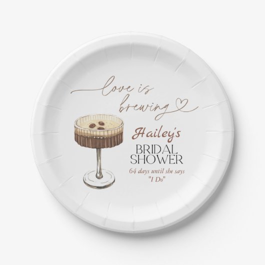 Espresso Martini Love brouwt Vrijgezellenfeest Papieren Bordje (Voorkant)