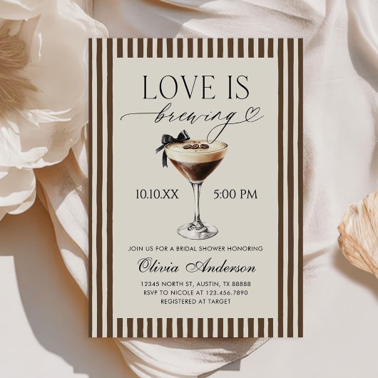 Espresso Martini Love Is Brewing Bridal Shower Kaart
