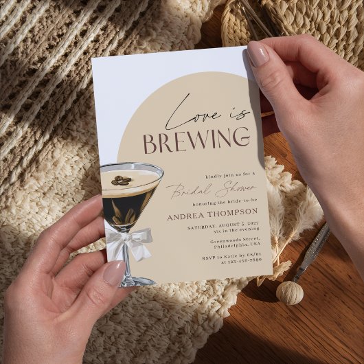 Espresso Martini Love is Brewing Bridal Shower Kaart