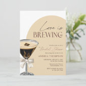 Espresso Martini Love is Brewing Bruidsfeest Kaart (Staand voorkant)