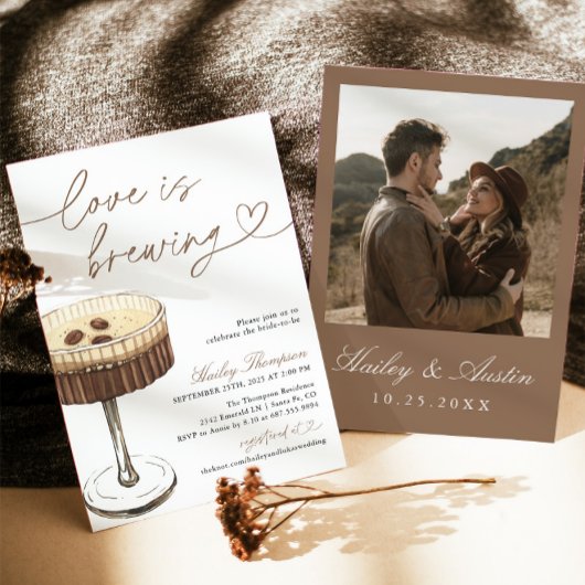 Espresso Martini Love Is Brewing Bruidsfeest Kaart