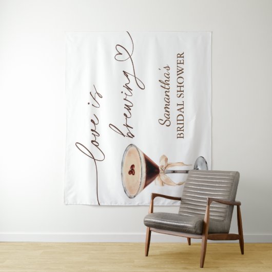 Espresso Martini Love Is Brewing Bruiloft Feest Wandkleed (In situ)