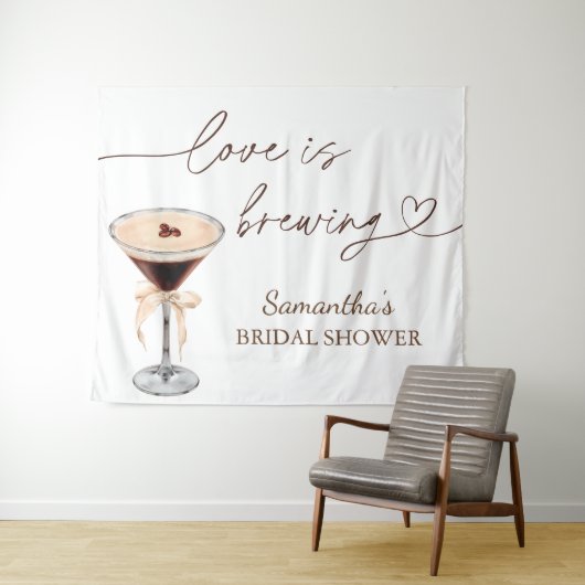 Espresso Martini Love Is Brewing Bruiloft Feest Wandkleed (In Situ (horizontaal))