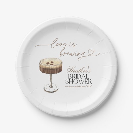 Espresso Martini Love Is Brewing Bruiloftsborrel Papieren Bordje (Voorkant)