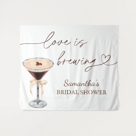 Espresso Martini Love Is Brewing Bruiloftsborrel Wandkleed (Voorkant (horizontaal))