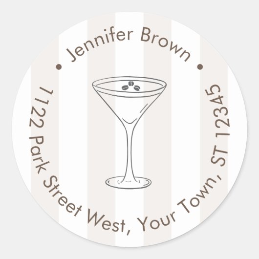 Espresso Martini Love is Brewing Retour Adres Ronde Sticker (Voorkant)