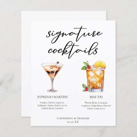 Espresso Martini Mai Tai Cocktails Trouwmenu (Voorkant / Achterkant)