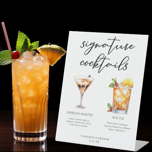 Espresso Martini Mai Tai Cocktails Trouwmenu Reclamebord Met Voetstuk