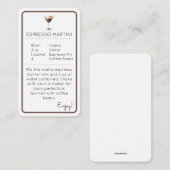 Espresso Martini Mini Cocktail Recipe Card Informatiekaartje (Voorkant / Achterkant)