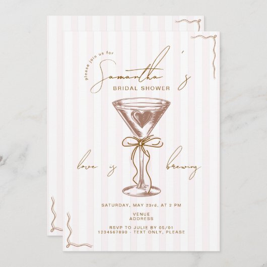 Espresso Martini Mocha Mousse Bruidsfeest Kaart (Voorkant / Achterkant)