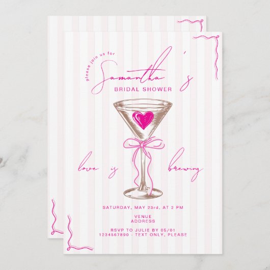 Espresso Martini Mocha Mousse Roze Vrijgezellenfee Kaart (Voorkant / Achterkant)