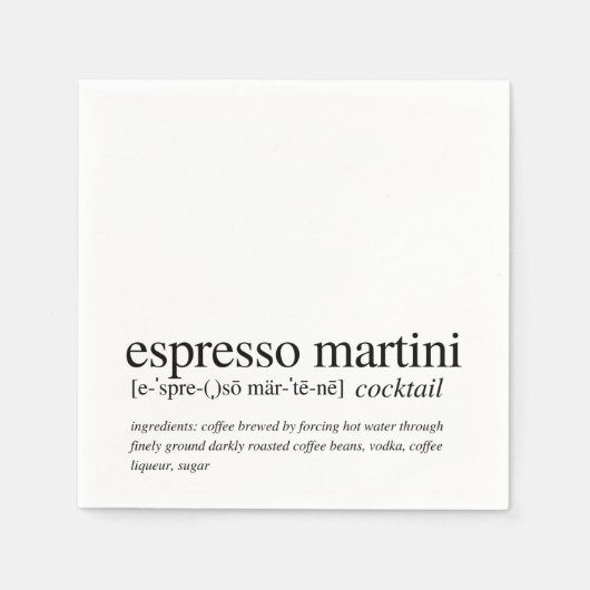 Espresso Martini Modern Quote Black Typography Nap Servet (Voorkant)