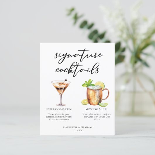 Espresso Martini Moscow Mule Cocktail Wedding Menu (Staand voorkant)