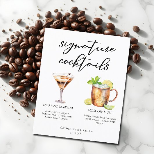 Espresso Martini Moscow Mule Cocktail Wedding Menu