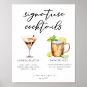 Espresso Martini Moscow Mule Cocktail Wedding Menu Poster (Voorkant)