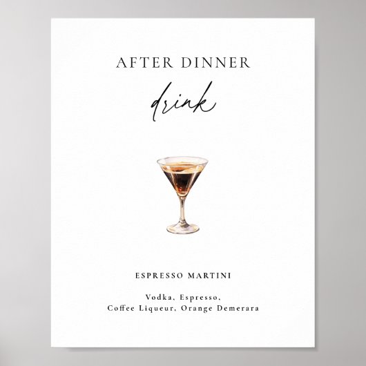 Espresso Martini na het eten Drink Poster (Voorkant)