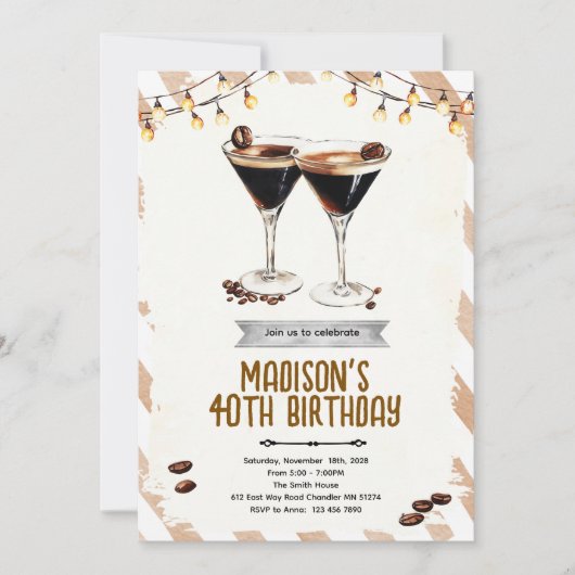 Espresso Martini party invitation Kaart (Voorkant)