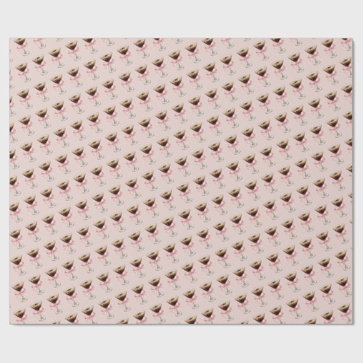 Espresso Martini Pattern Pink Cadeaupapier (Vlak)