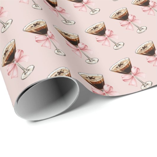 Espresso Martini Pattern Pink Cadeaupapier (Rol Hoek)