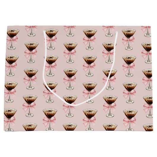 Espresso Martini Pattern Pink Groot Cadeauzakje (Voorkant)