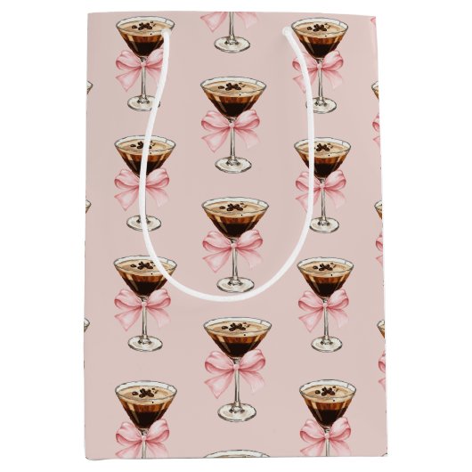 Espresso Martini Pattern Pink Medium Cadeauzakje (Voorkant)