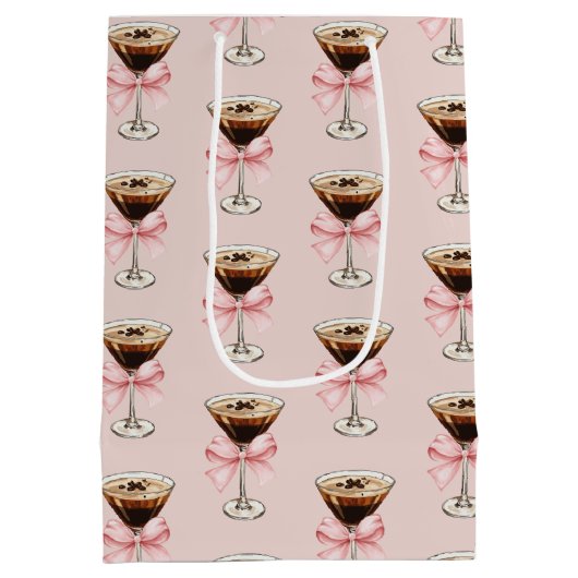Espresso Martini Pattern Pink Medium Cadeauzakje (Achterkant)