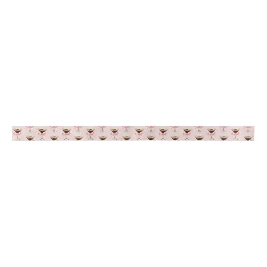 Espresso Martini Pattern Pink Satijnen Lint (Voorkant)