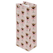 Espresso Martini Pattern Pink Wijn Cadeautas (Achterkant Gekanteld)