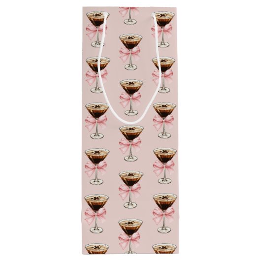 Espresso Martini Pattern Pink Wijn Cadeautas (Achterkant)
