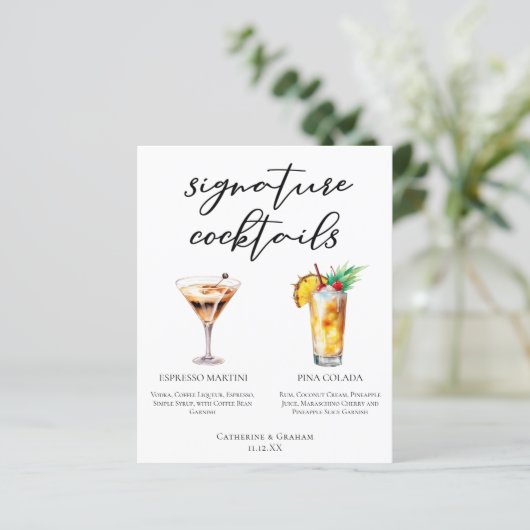 Espresso Martini Pina Colada Cocktails Menu (Staand voorkant)