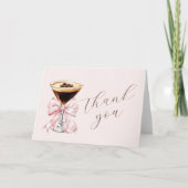 Espresso Martini Pink Coquette Bow Bedankkaart (Voorkant)