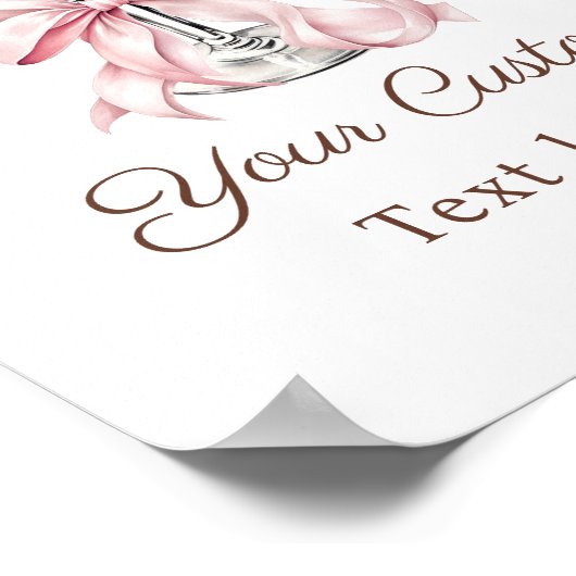 Espresso Martini Pink Coquette Bow Custom Sign Poster (Hoek)