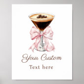 Espresso Martini Pink Coquette Bow Custom Sign Poster (Voorkant)