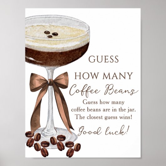 Espresso Martini Raad Hoeveel Bruidsfeest Spel Poster (Voorkant)