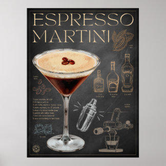 Espresso Martini Recept Chalkboard Cocktail Art Poster