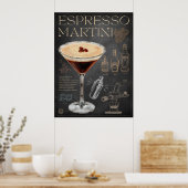 Espresso Martini Recept Chalkboard Cocktail Art Poster (Keuken)