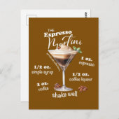 Espresso Martini Recept Cocktail illustratie Briefkaart (Voorkant / Achterkant)