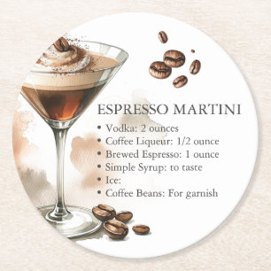 Espresso Martini Recept Ronde Kartonnen Onderzetter