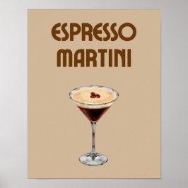 Espresso Martini Retro Tan en Bruine Cocktail Poster