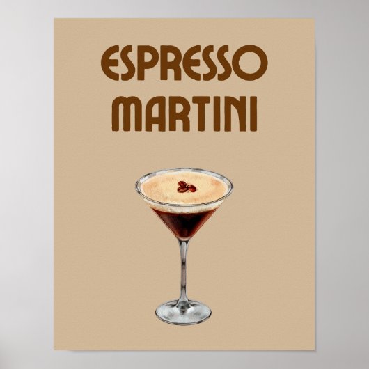 Espresso Martini Retro Tan en Bruine Cocktail Poster (Voorkant)
