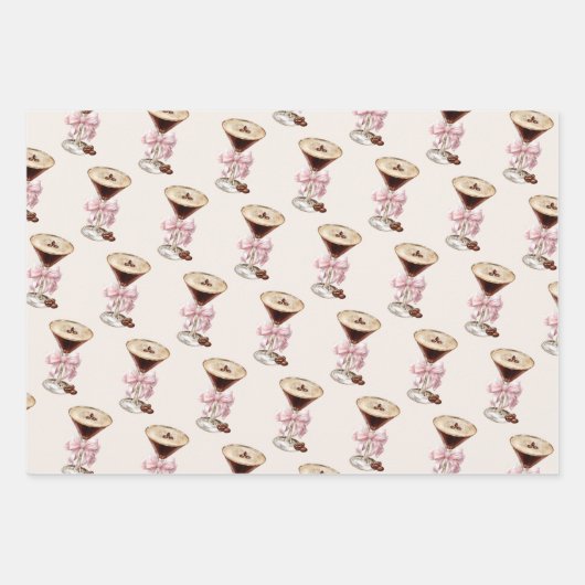 Espresso Martini Roze strik Vrouwelijk Inpakpapier Vel (Voorkant 3)