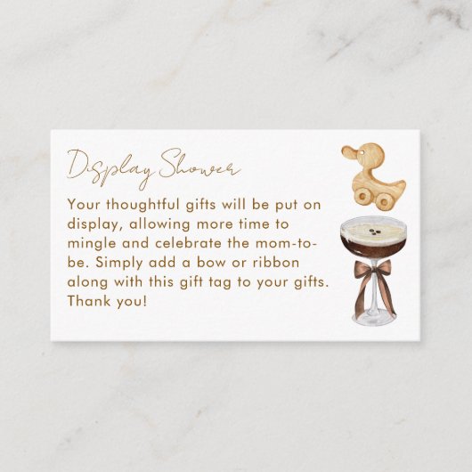 Espresso Martini Schattige Display Douche Baby sho Informatiekaartje (Voorkant)